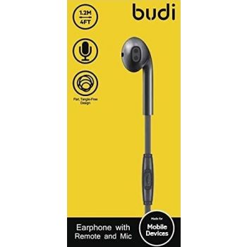 Budi Mono Single Earphone with Mic Headphone - M8J101EP - Black Budi Mono Single Earphone with Mic Headphone - M8J101EP - Black